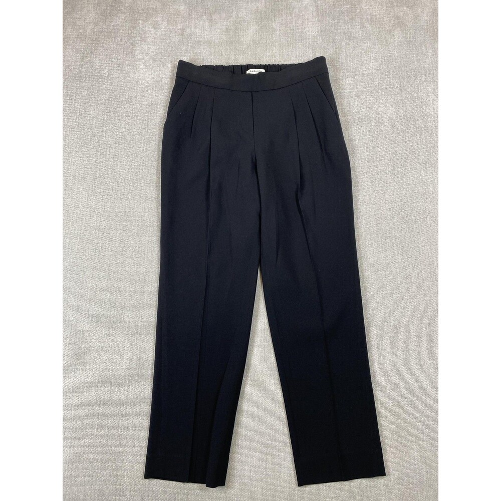 Babaton Pants Womens 0 Black Crepe Pleated Crop Pull On Career Capsule Work